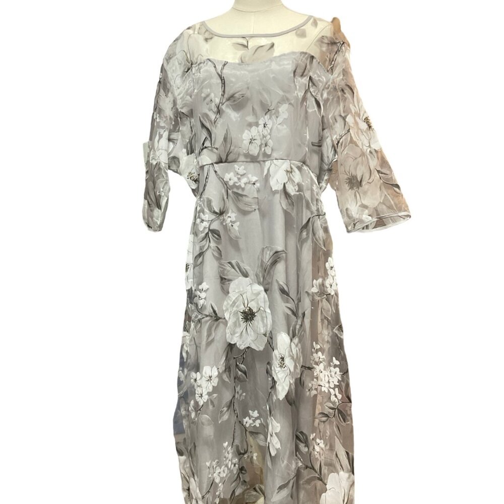 Silver/White/Grey Floral Print Dress